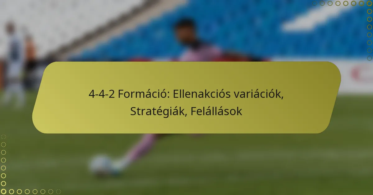 4-4-2 Felállás: Ellenakciós variációk, Stratégiák, Beállítások